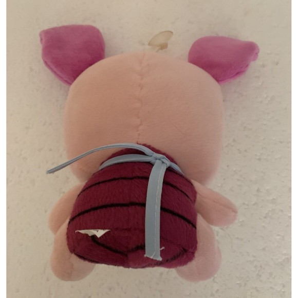 Disney Pink Plush Baby Piglet Large Head Bib 7" Hanging Suction Cup Stuffed Toy - Picture 9 of 12